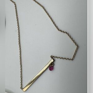 Elizabeth & James Gold Bar Necklace with Pink Accent